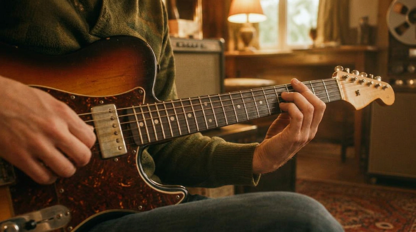 Guitarist i studiet