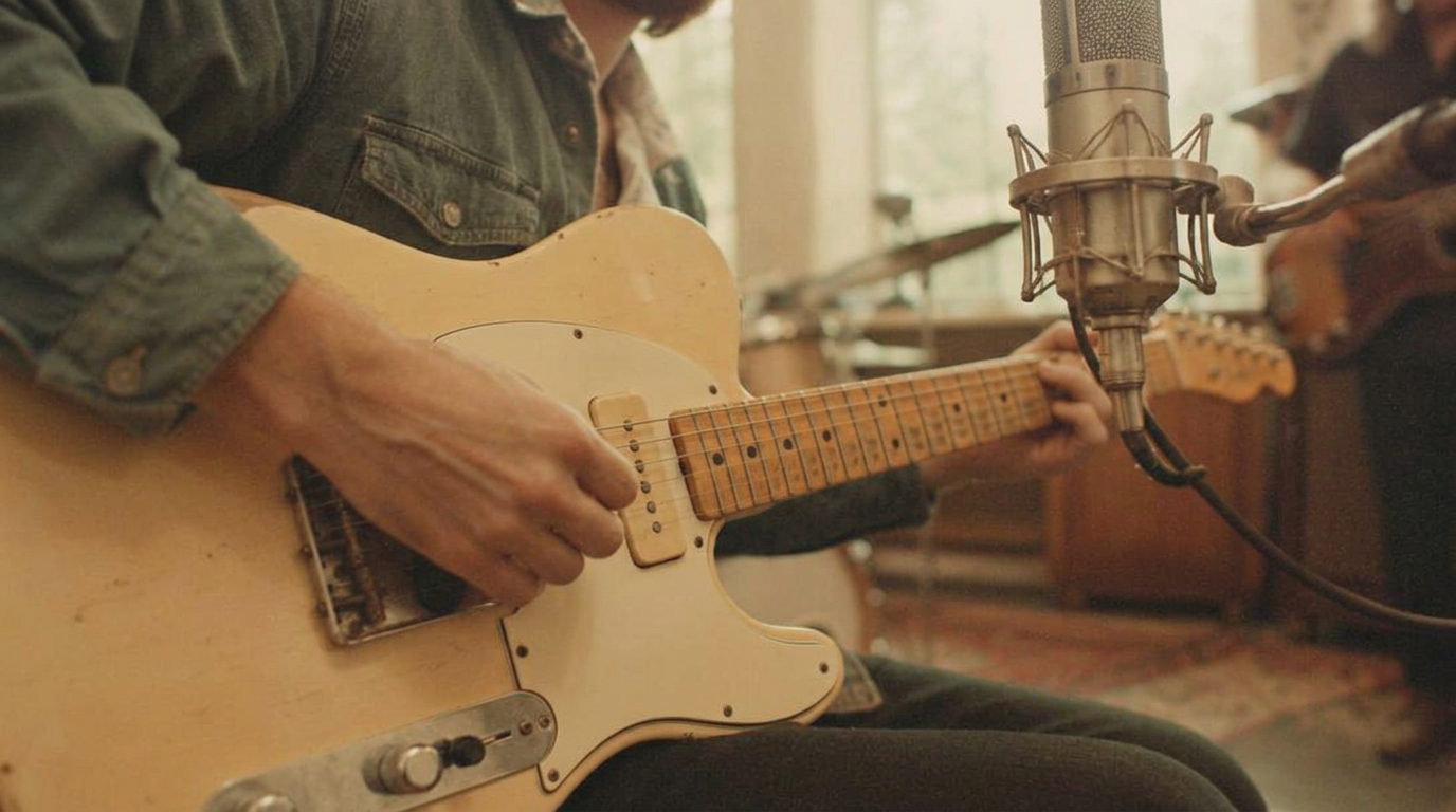 Guitarist i studiet